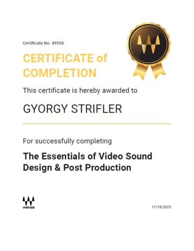 Waves Audio Certificate