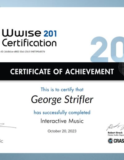Wwise 201 Certificate