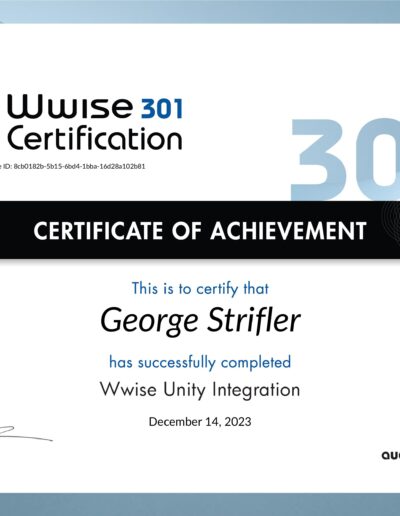 Wwise 301 Certifcate